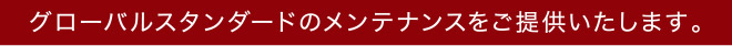 グローバルスタンダードのメンテナンスをご提供いたします。